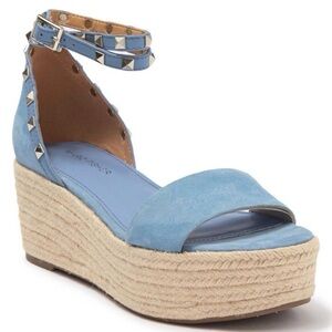 Marc Fisher Blue Espadrille Wedge Sandals